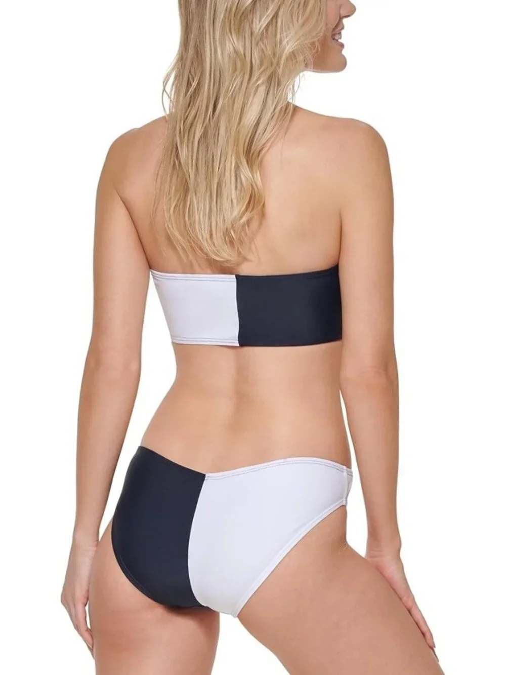 Tommy Hilfiger Women's Bandeau Bikini Top, Sky Captain/White XS NWT